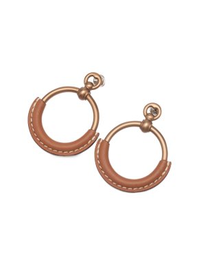 Hermes Gold Plated Barenia Loop Earrings