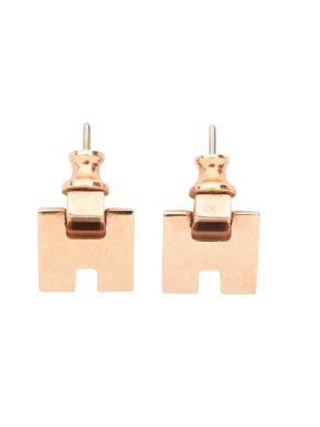 Hermes Rose Gold Plated Enamel Eileen Push Back Earrings 1