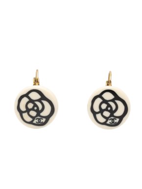 Chanel Resin Camellia Clip-On Drop Earrings