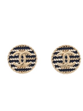 Chanel Metal Chain Disc Earrings 7mm