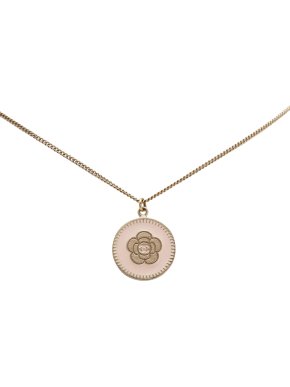 Chanel Enamel And Gold Plate Camelia Pendant Necklace