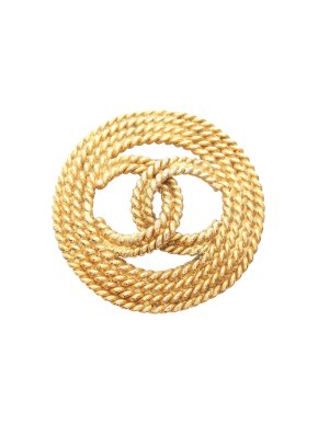 Chanel Gold Plated CC Rope Brooch 4.8x4.8cms