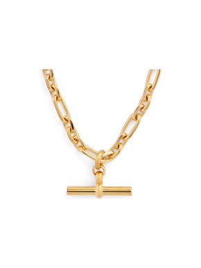 Tilly Sveaas M Giant Gold T-Bar Watch Chain Necklace