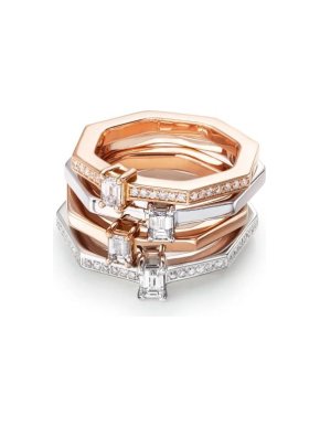 Zuzana Spustova  4 Diamond  Stack Rings US size 4.5