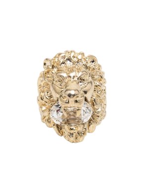 Gucci Gold Plated Crystal Lion Head Ring