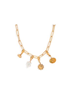 Hermina Athens Plated Viktor Charm Necklace