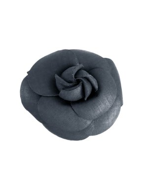 Chanel Blue Silk  Camellia Brooch