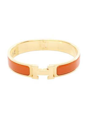 Hermes Hermès Orange Clic H Bracelet With Gold Hardware 17