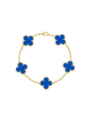 Van Cleef & Arpels vintage alhambra bracelet 5 motifs in blue agate