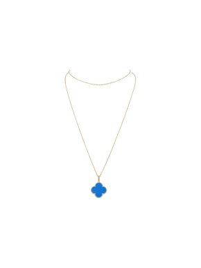 Van Cleef & Arpels Magic Alhambra Blue Agate Long Necklace