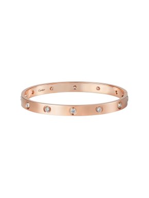 Cartier Rose Gold Bracelet 10 Diamonds size 17