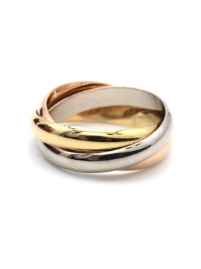 Cartier Small White, Yellow and Rose Gold Trinity Ring 56 with Box
