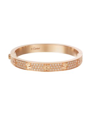Cartier Full Pave Set Diamond Rose Gold Love Bracelet 17 with box and receipt
