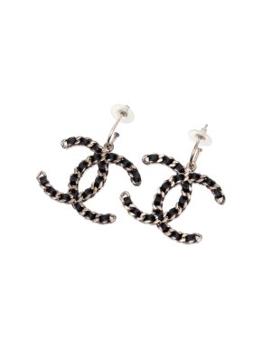 Chanel Chain Drop Hoop Push Back Earrings 4.5x4.2 cms