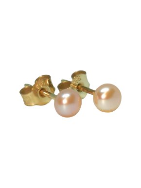 Di Perle Pink Pearl & 14ct Yellow Gold Stud Earrings
