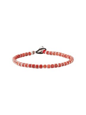 Mikia Sterling Silver Sponge Coral Beaded Bracelet