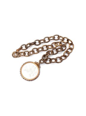 Bottega Veneta Aged Gold-Tone Metal Cameo Pendant Chain Necklace
