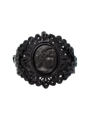 Black Coated Metal Scrolls Cameo Cuff