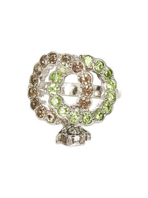 Versace Green & Brown Crystal Medusa Charm Ring
