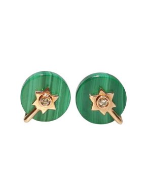 Fei Liu Malachite, 14ct Rose Gold & Diamond Stud Earrings
