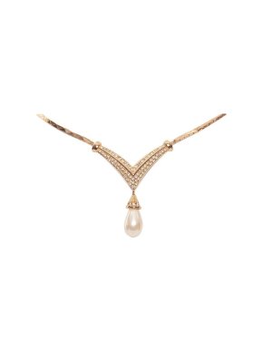 Dior Crystal Embellished Faux Pearl Drop Necklace