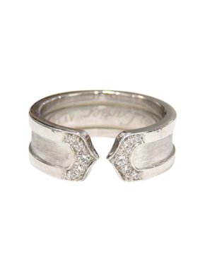 18ct White Gold &  White Diamond C de Cartier Ring 56