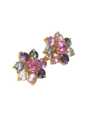 22ct Yellow Gold Fancy Sapphire Cluster Stud Earrings
