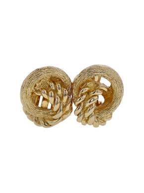 Dior Vintage Gold-Tone Metal Knot Clip Earrings