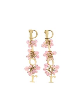 Dior Logo Flower Drop Earrings