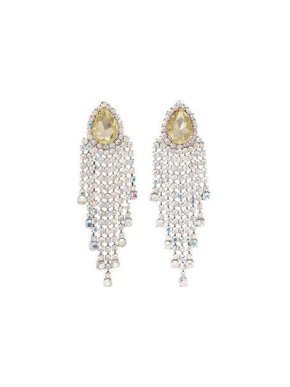 Alessandra Rich Yellow & Clear Crystal Borealis Clip Earrings