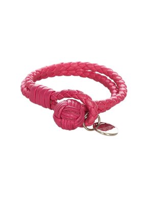 Bottega Veneta Intrecciato Leather Pink Knot Bracelet