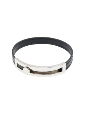 Hermes Black Leather Bracelet PHW