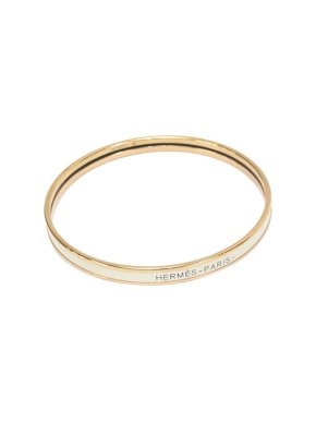 Hermes Ivory Logo Enamel Bangle GHW