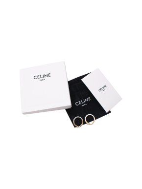Celine Gold & Silver Tone Metal Hoop Earrings