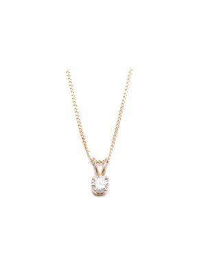 Yellow Gold White Diamond Pendant Necklace