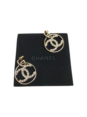Chanel Crystal CC Hoop Earrings