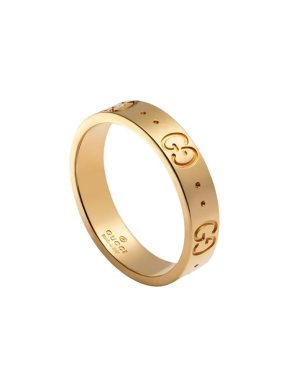 Gucci 18kt Yellow Gold Icon Thin Band Ring - Size 52