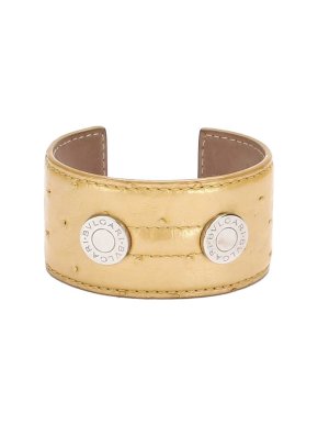 Bvlgari Golden Ostrich Leather Cuff