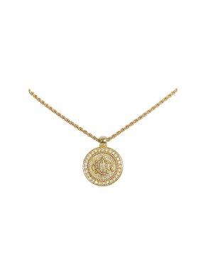 Dior Round Embellished Pendant Necklace