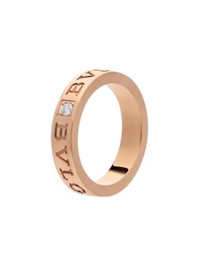 18kt Rose Gold Diamond Set Bvlgari Bvlgari Ring - Size 6
