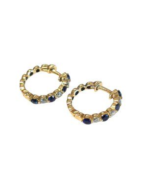 Sapphire & Diamond 14ct Yellow Gold Earrings