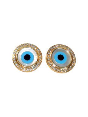 Cara 14ct Yellow Gold Diamond Evil Eye Earrings