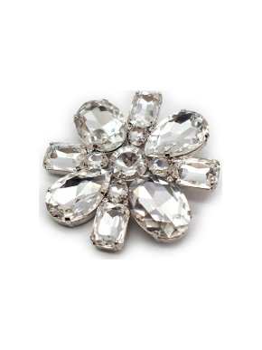 Alessandra Rich Silver-tone metal & crystal flower brooch