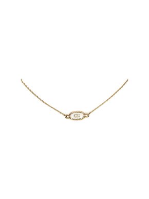 Dior Gold-tone metal & enamel logo pendant necklace