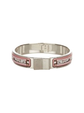 Hermes Vintage pink enamel bracelet PHW