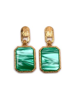 Balenciaga Faux-malachite & gold-tone metal clip earrings