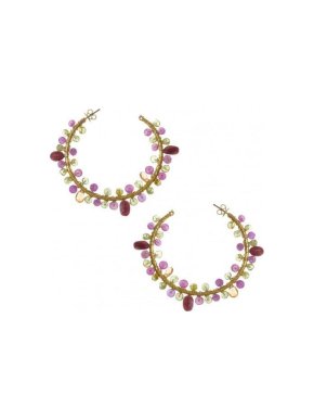 Salvatore Plata Handmade Beaded Hoop Earrings
