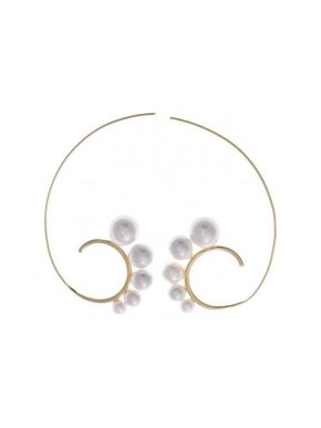 Salvatore Plata Sculptural Gold Plated Spiral Pearl Earrings