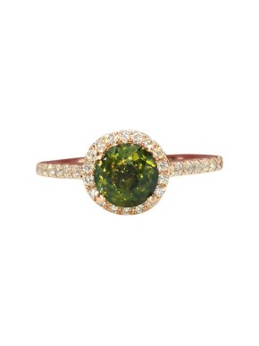 18ct Rose Gold Diamond & Tourmaline Ring - Size 47