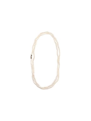 David Yurman Stranded pearl necklace with pave diamond clasp 36in